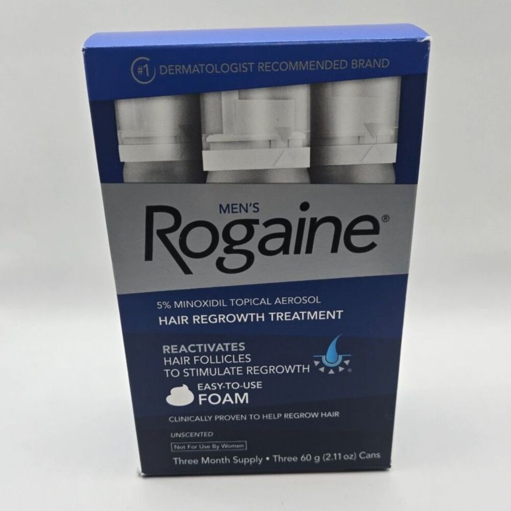 Minoxidil Men's Hair Regrowth Foam, 3 MONTH Supply 08/27